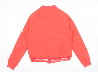 Adidas Womens Red Track Jacket M Full Zip Lightweight Sportswear