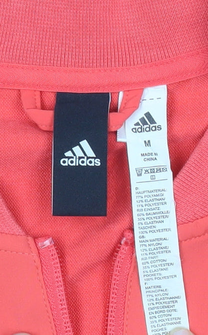 Adidas Womens Red Track Jacket M Full Zip Lightweight Sportswear