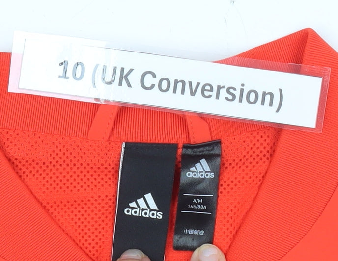 Adidas Womens Red Track Jacket Size 10 Full Zip Long Sleeve Activewear