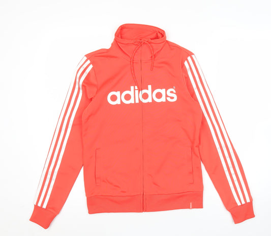 Adidas Womens Red Track Jacket Size 8 Full Zip Sportswear