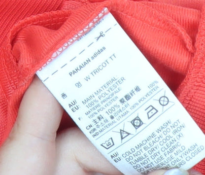 Adidas Womens Red Track Jacket Size 8 Full Zip Sportswear