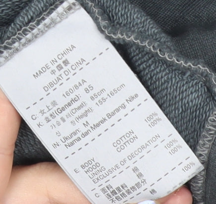 Nike Womens Black Grey Full Zip Hoodie Size 10 Sportswear Cotton