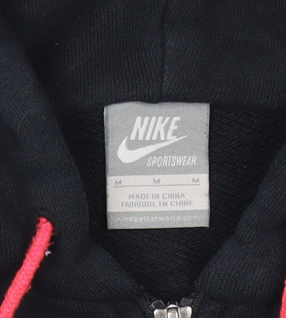 Nike Womens Black Grey Full Zip Hoodie Size 10 Sportswear Cotton
