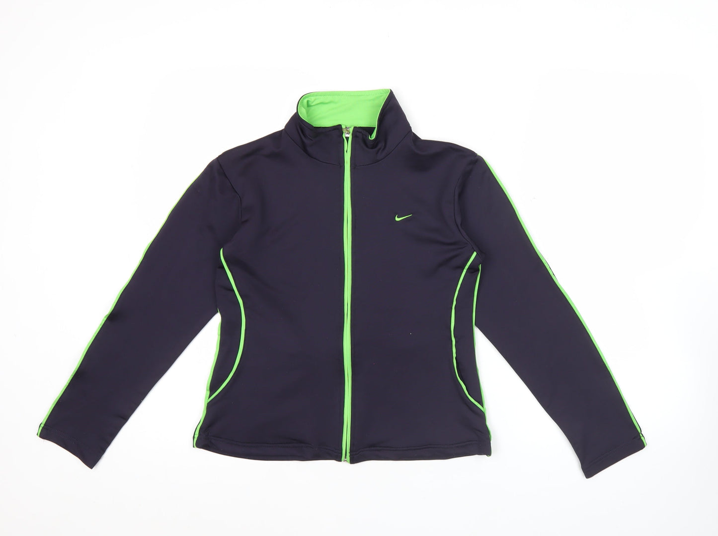 Nike Women Black Green L Track Jacket Full Zip Sportswear