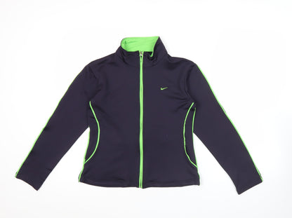 Nike Women Black Green L Track Jacket Full Zip Sportswear