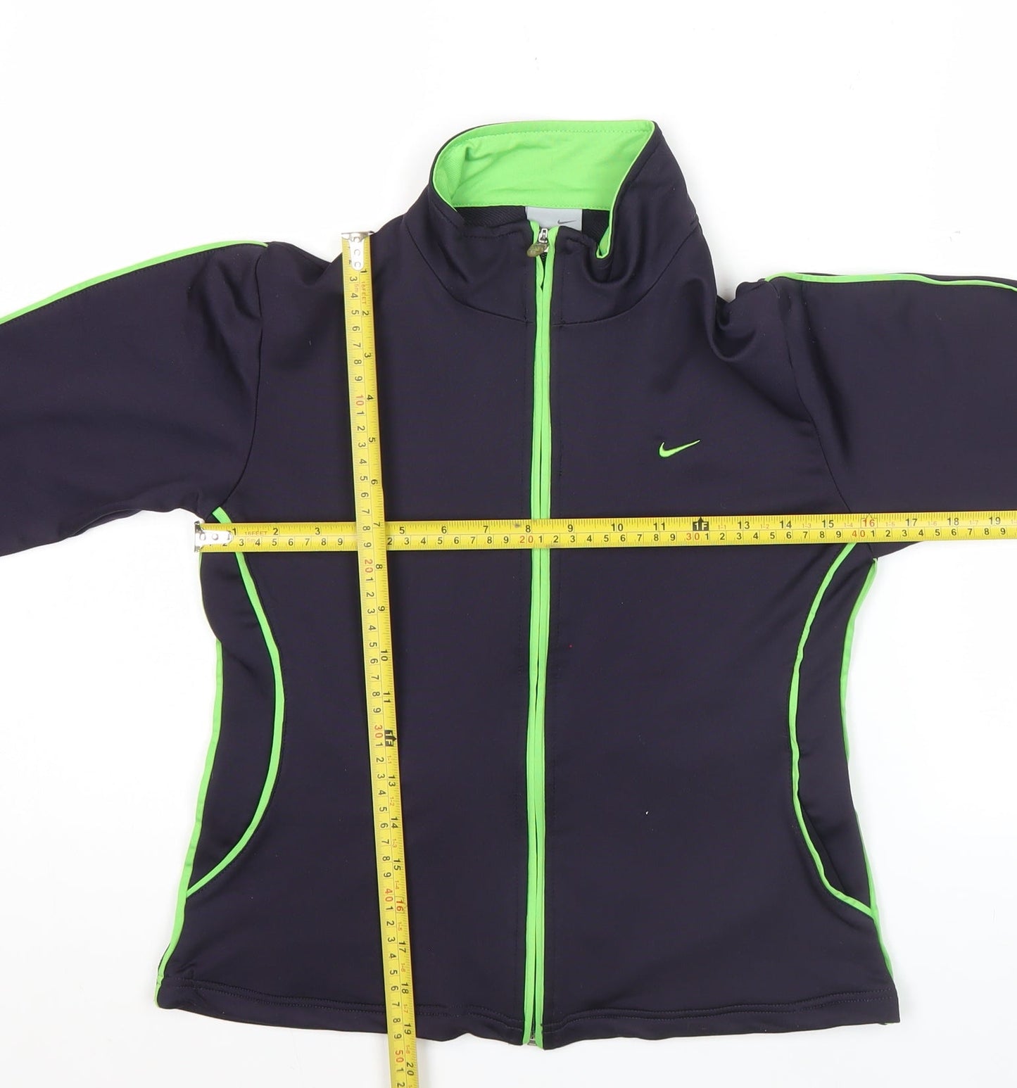 Nike Women Black Green L Track Jacket Full Zip Sportswear