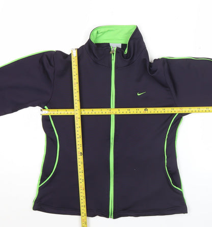 Nike Women Black Green L Track Jacket Full Zip Sportswear