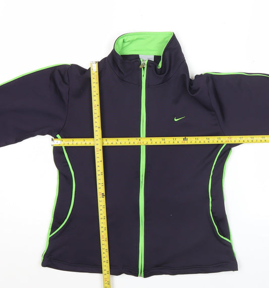 Nike Women Black Green L Track Jacket Full Zip Sportswear