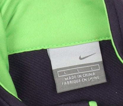 Nike Women Black Green L Track Jacket Full Zip Sportswear