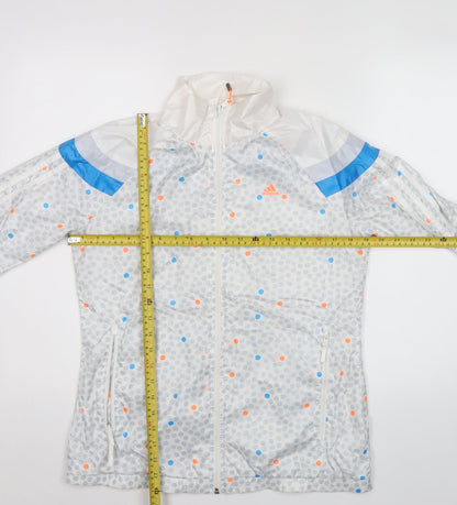 Adidas Womens White Polka Dot Windbreaker Jacket Size 10 UK