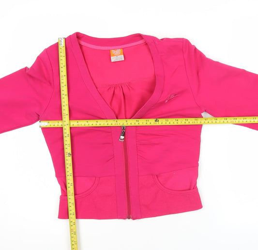Nike Womens Pink XL Cropped Full Zip Cotton Activewear Jacket