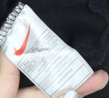 Nike Women Black Cotton Track Jacket L Full Zip Sportswear