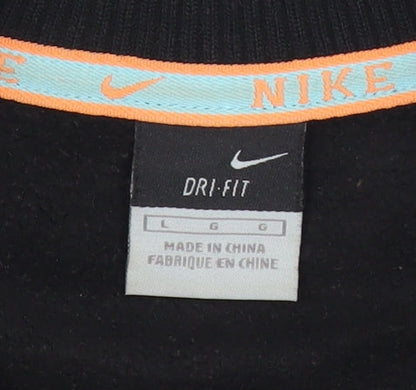 Nike Women Black Cotton Track Jacket L Full Zip Sportswear