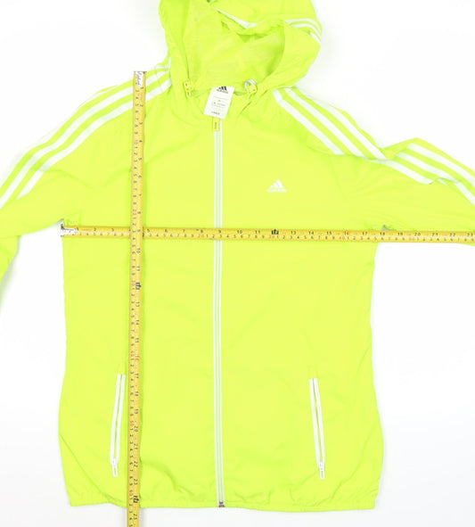 Adidas Womens Yellow Windbreaker Jacket UK 10 Hooded Lightweight