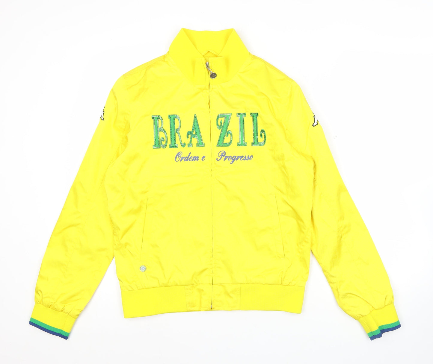 Kappa Women’s Yellow Brazil Track Jacket Size 12 Full Zip Polyester