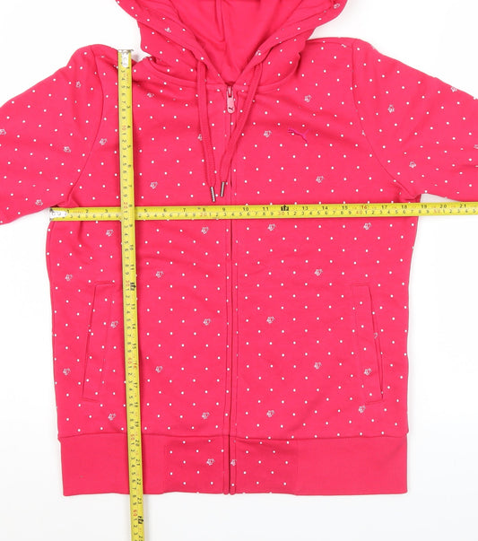 Puma Womens Pink Polka Dot Full Zip Hoodie XL Casual Sportswear