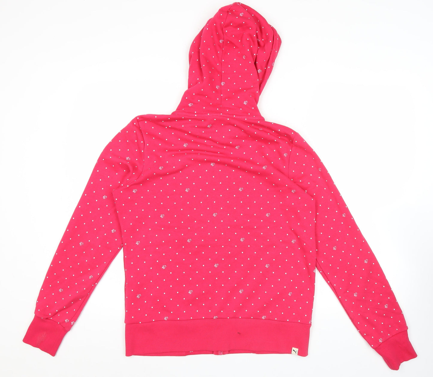 Puma Womens Pink Polka Dot Full Zip Hoodie XL Casual Sportswear