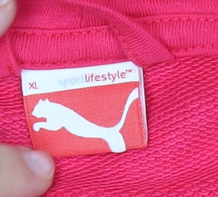 Puma Womens Pink Polka Dot Full Zip Hoodie XL Casual Sportswear