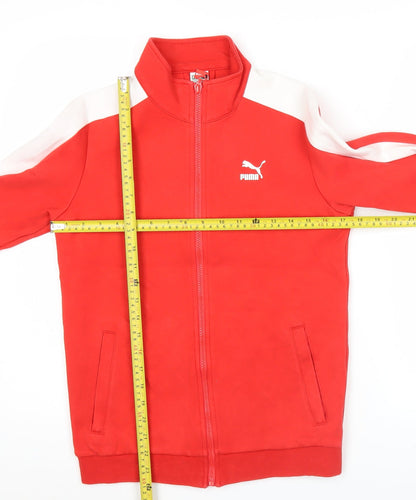 Puma Boys Red Track Jacket 13-14 Years Full Zip Cotton Blend Sportswear