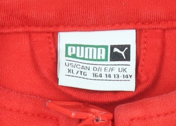 Puma Boys Red Track Jacket 13-14 Years Full Zip Cotton Blend Sportswear