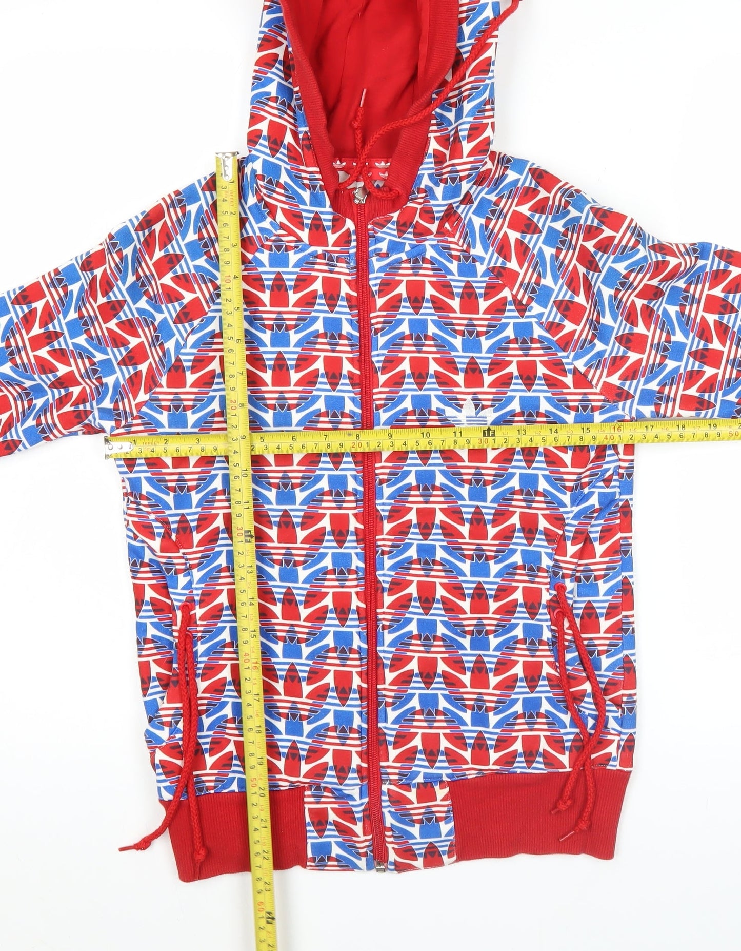 Adidas Womens Red Union Jack Zip Hoodie Size 10 UK Cotton Blend