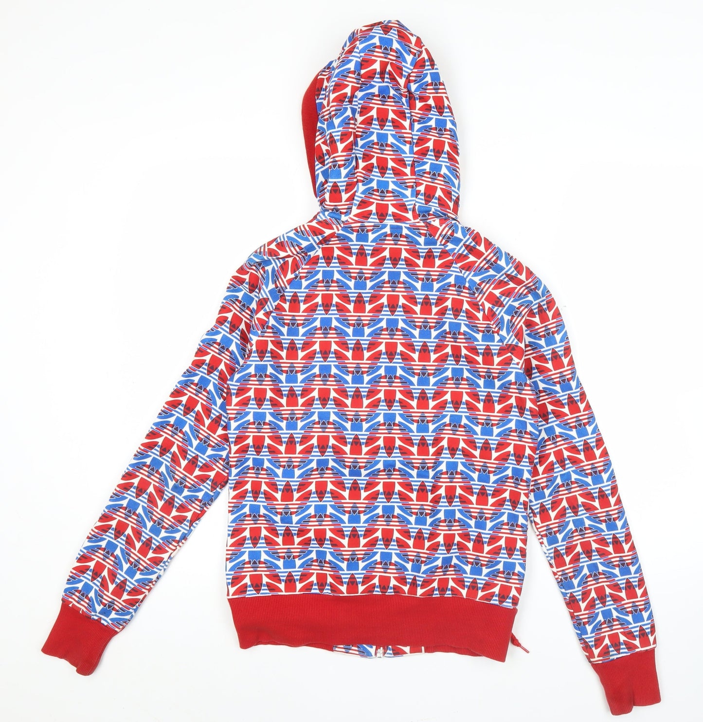Adidas Womens Red Union Jack Zip Hoodie Size 10 UK Cotton Blend
