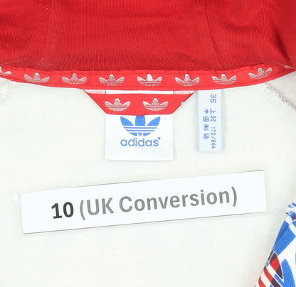 Adidas Womens Red Union Jack Zip Hoodie Size 10 UK Cotton Blend