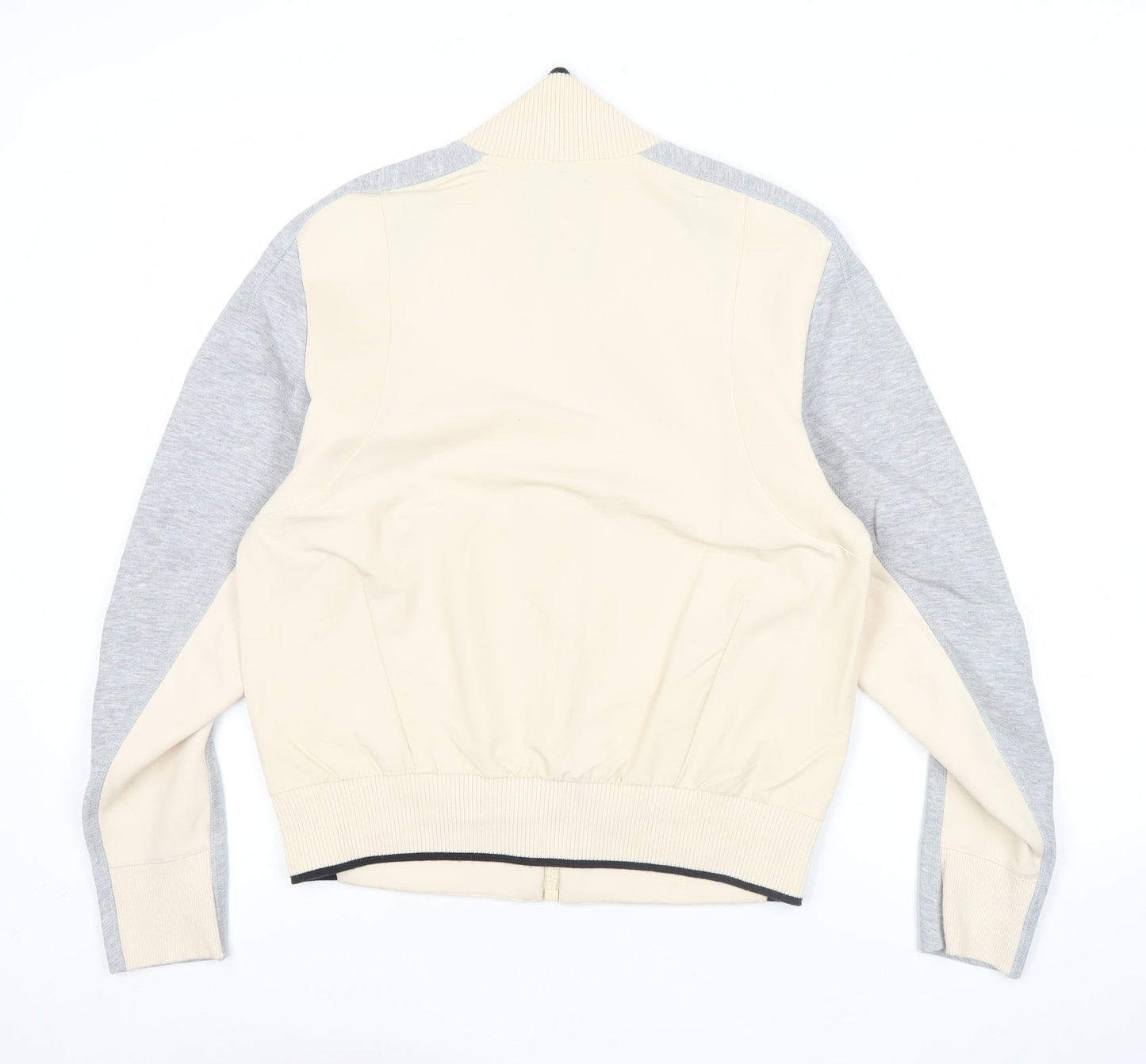 Adidas Womens Beige Varsity Jacket Size 10 Full Zip Sports Casual