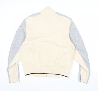 Adidas Womens Beige Varsity Jacket Size 10 Full Zip Sports Casual