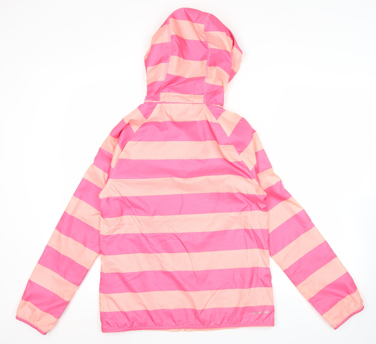 Adidas Women’s Pink Striped Windbreaker Jacket Size 10 UK Hooded