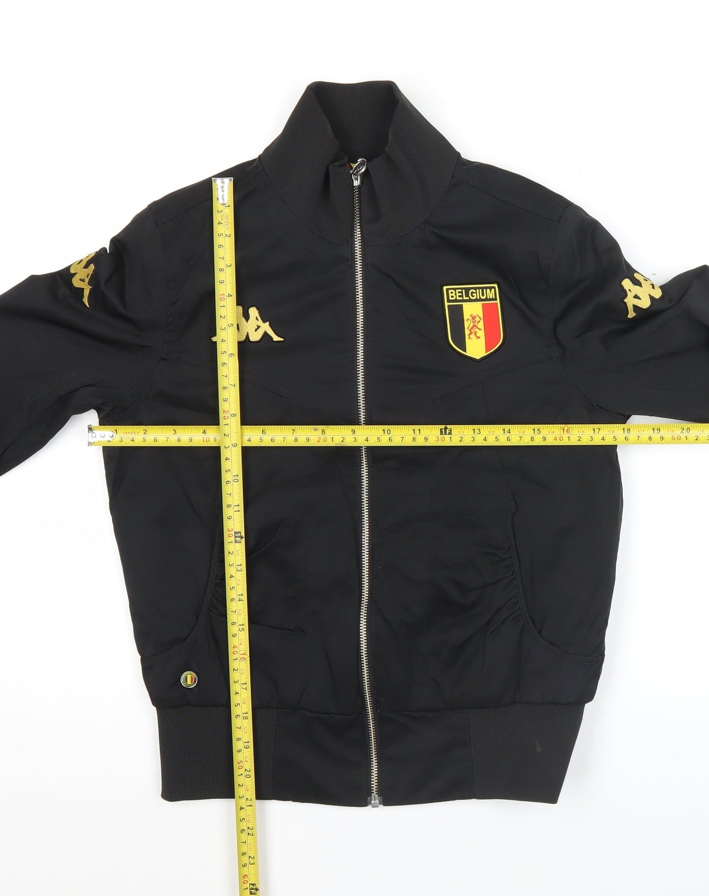 Kappa Womens Black Belgium Track Jacket Size 8 Full Zip Sports