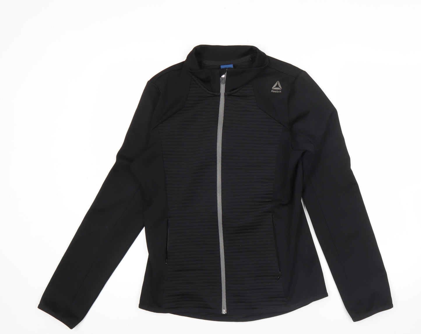 Reebok Womens Black Size 12 Track Jacket Slim Fit Full Zip