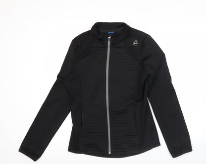 Reebok Womens Black Size 12 Track Jacket Slim Fit Full Zip