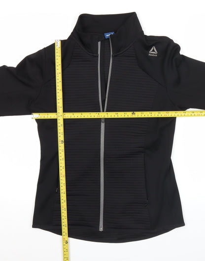 Reebok Womens Black Size 12 Track Jacket Slim Fit Full Zip