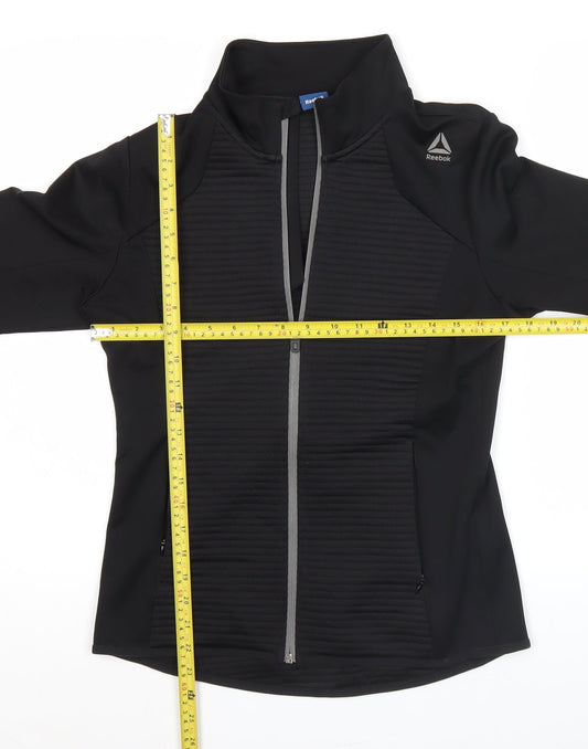Reebok Womens Black Size 12 Track Jacket Slim Fit Full Zip