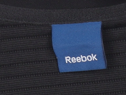 Reebok Womens Black Size 12 Track Jacket Slim Fit Full Zip