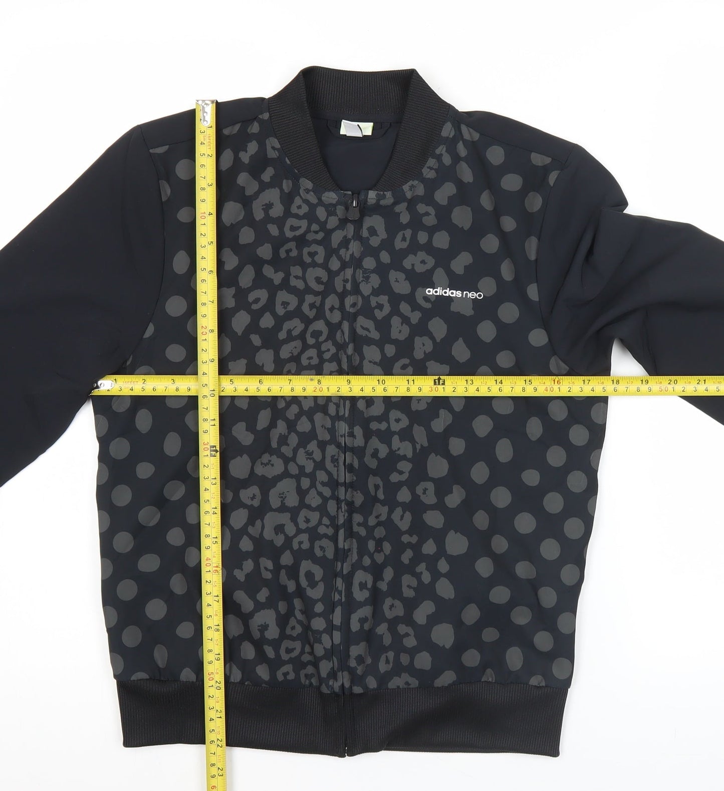 Adidas Women Black Size 8 Varsity Bomber Jacket Animal Print