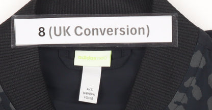 Adidas Women Black Size 8 Varsity Bomber Jacket Animal Print