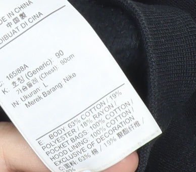 Nike Women’s Black Full Zip Hoodie Sweatshirt Size L Cotton Blend