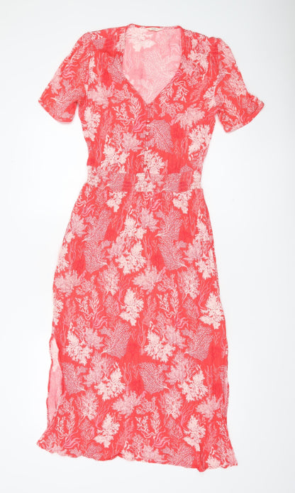 Hush Women’s Red Floral Midi A-Line Summer Dress Size 6