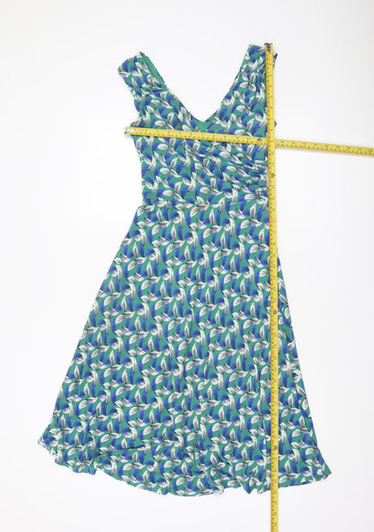 Boden Women’s Green Floral A-Line Sleeveless Dress UK 6