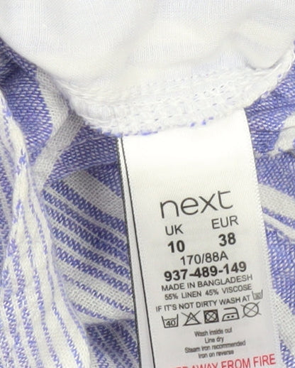 Next Women’s Blue Striped Linen Blend Sleeveless Jumpsuit Size 10