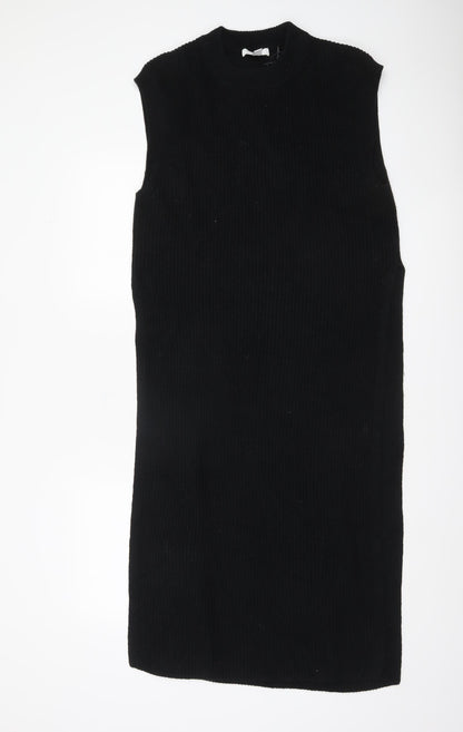 H&M Women’s Black Knit Shift Dress Size 8 Sleeveless Winter