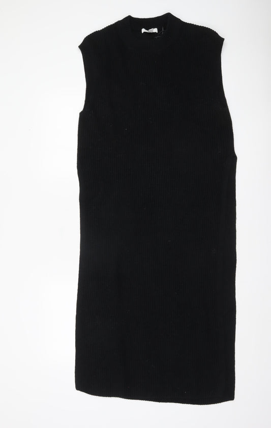 H&M Women’s Black Knit Shift Dress Size 8 Sleeveless Winter