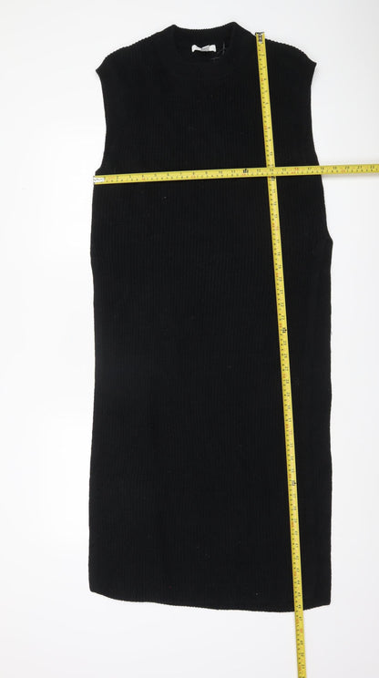 H&M Women’s Black Knit Shift Dress Size 8 Sleeveless Winter