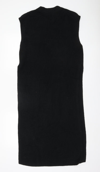 H&M Women’s Black Knit Shift Dress Size 8 Sleeveless Winter