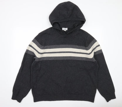 Goodfellow & Co Men’s Grey XL Hooded Pullover Striped Jumper