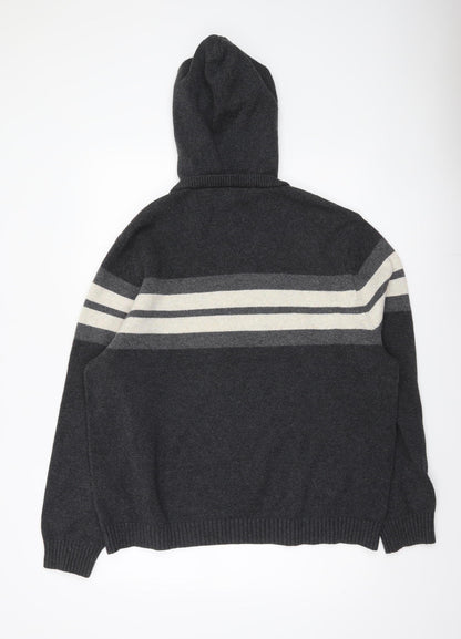 Goodfellow & Co Men’s Grey XL Hooded Pullover Striped Jumper