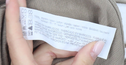 Pull & Bear Women’s Beige XS Wide-Leg Cotton Strappy Jumpsuit