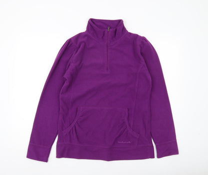 Technicals Womens Purple Fleece Sweatshirt UK 12 1/2 Zip Pullover